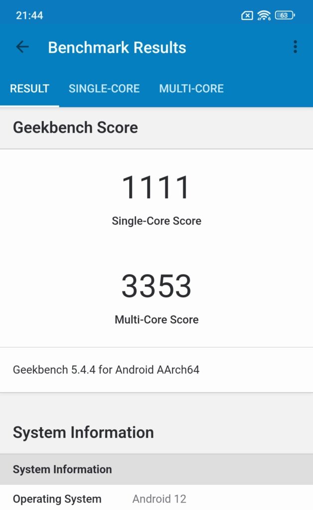 Xiaomi 11T ProのGeekbench5