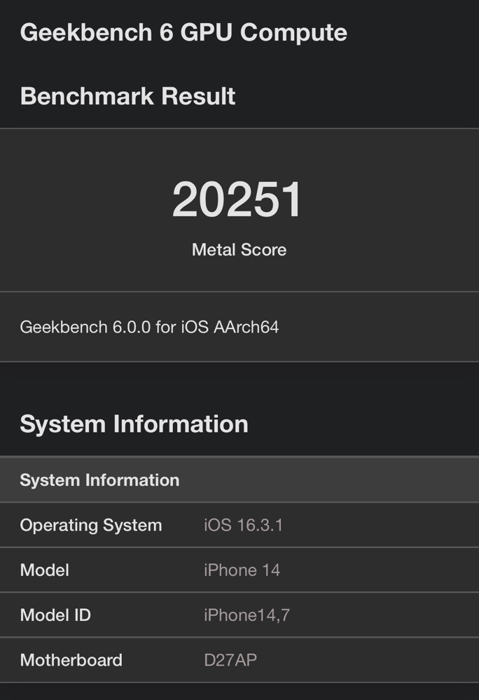 iPhone 14Geekbench6
