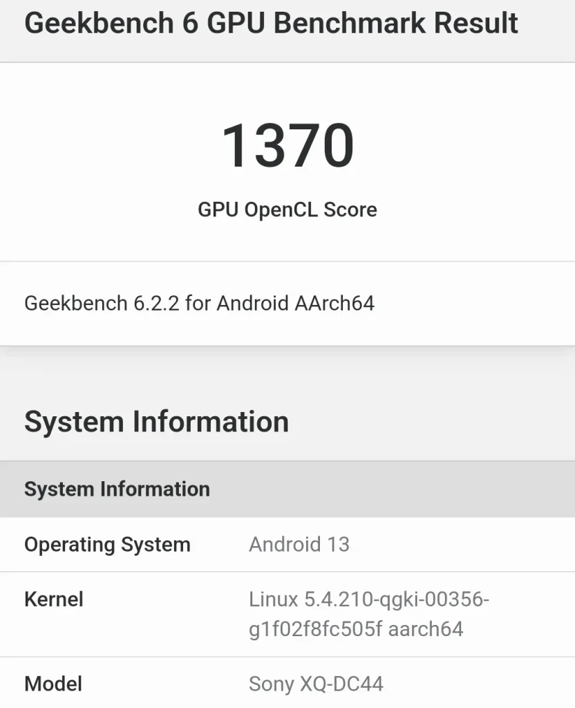 Xperia 10 VのGeekbench6GPU