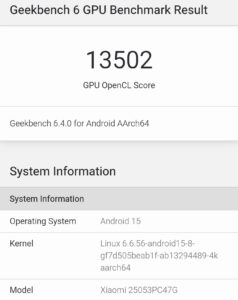 POCO F7のGeekbench 6のGPUスコア