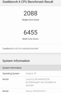 POCO F7のGeekbench 6のCPUスコア