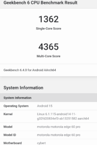 motorola edge 60 proのGeekbench 6