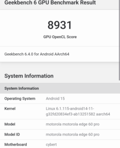 motorola edge 60 proのGeekbench 6