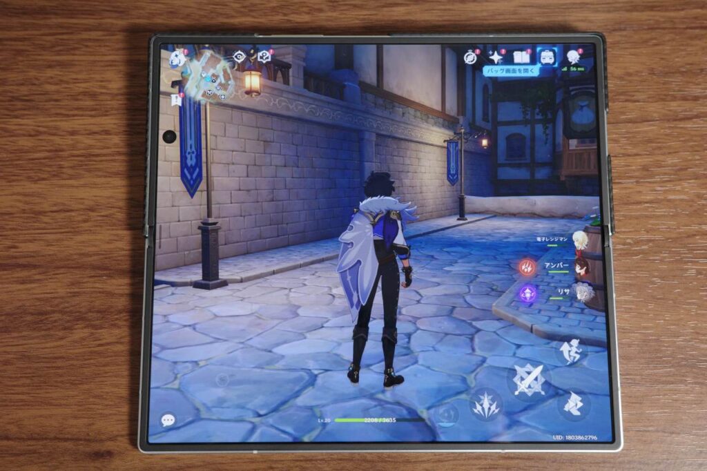Galaxy Z Fold7原神ゲーム画面