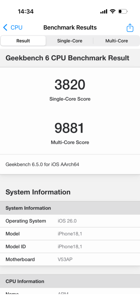 iPhone 17 ProのGeekbench 6