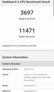 nubia Z80 UltraのGeekbench 6、CPU