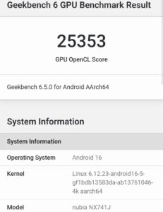 nubia Z80 UltraのGeekbench 6、GPU