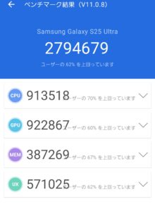 Galaxy S25 UltraのAntutu