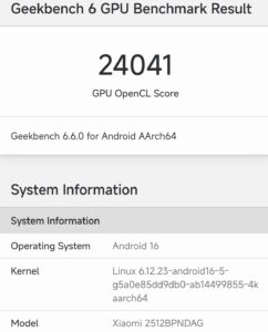 Xiaomi 17 UltraのGeekbench 6GPU